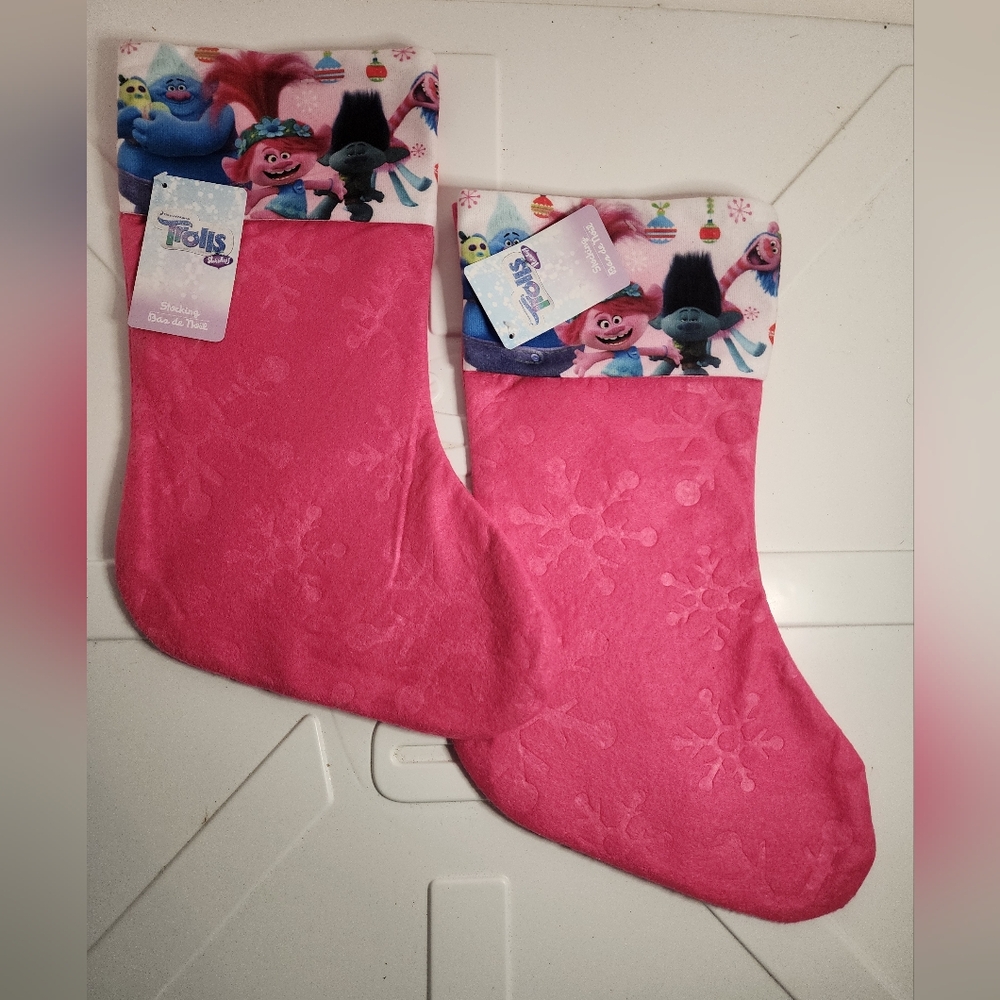 2 - NWT - Trolls Vibrant Pink Christmas Stockings